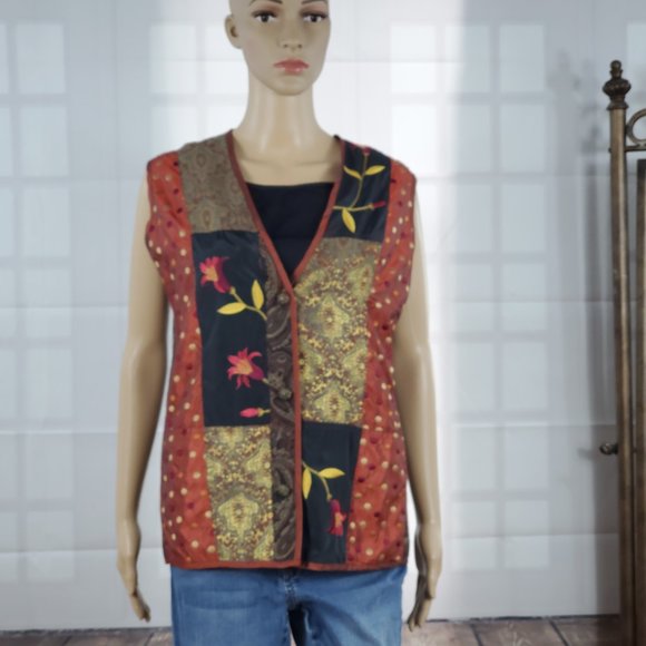 Coldwater Creek unique Polka dots and paisley vest. (1X) #208 - Picture 1 of 7